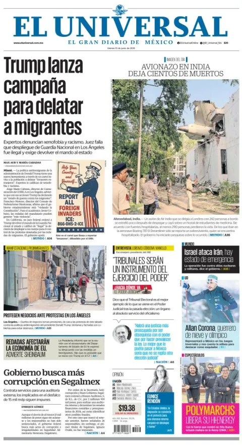 Portada de El Universal