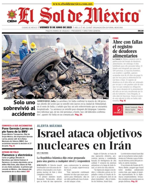 Portada de El Sol de Mexico