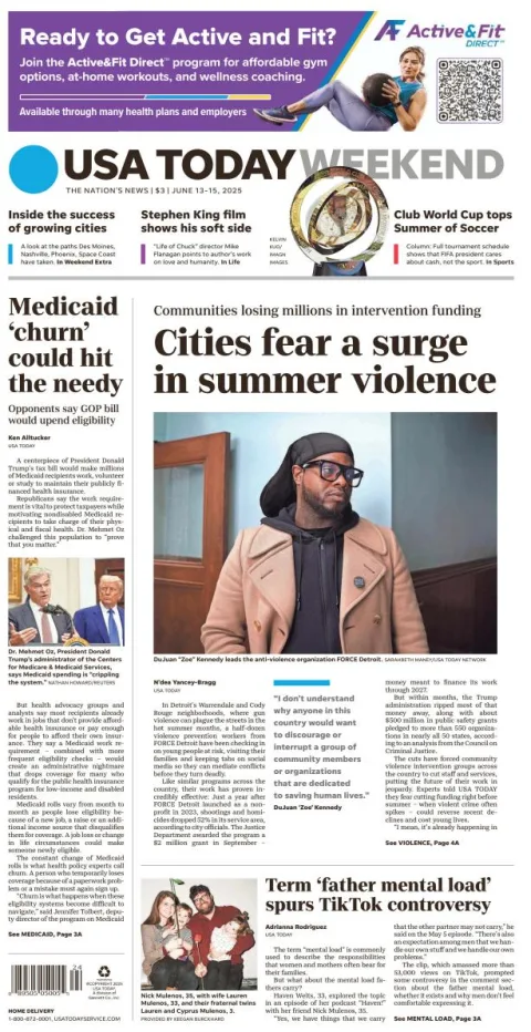 Portada de Usa Today del viernes, 13 de junio de 2025