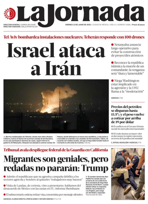Portada de La Jornada del viernes, 13 de junio de 2025