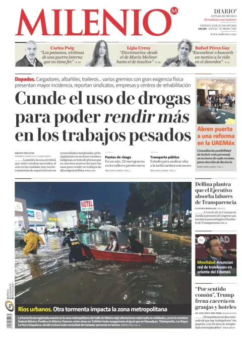 Portada de Milenio Edo de Mexico del viernes, 13 de junio de 2025