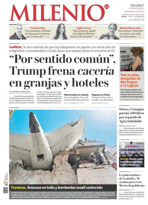 Portada de Milenio Laguna del viernes, 13 de junio de 2025