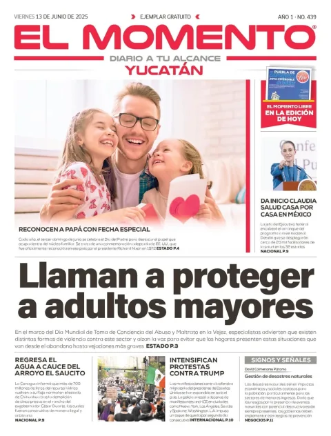 Portada de El Momento Yucatan del viernes, 13 de junio de 2025