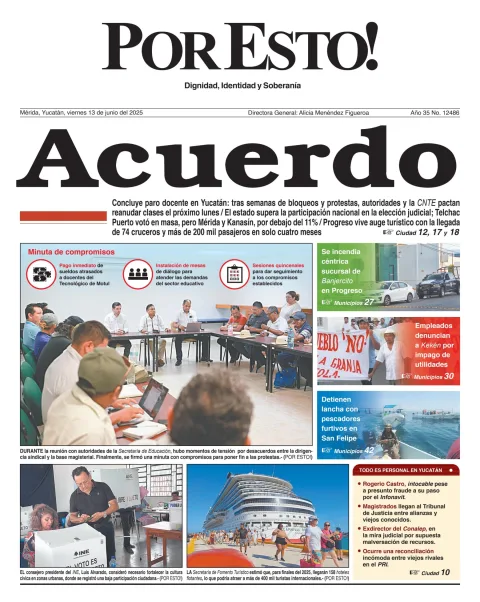 Portada de Por Esto (merida, Yucatan) del viernes, 13 de junio de 2025