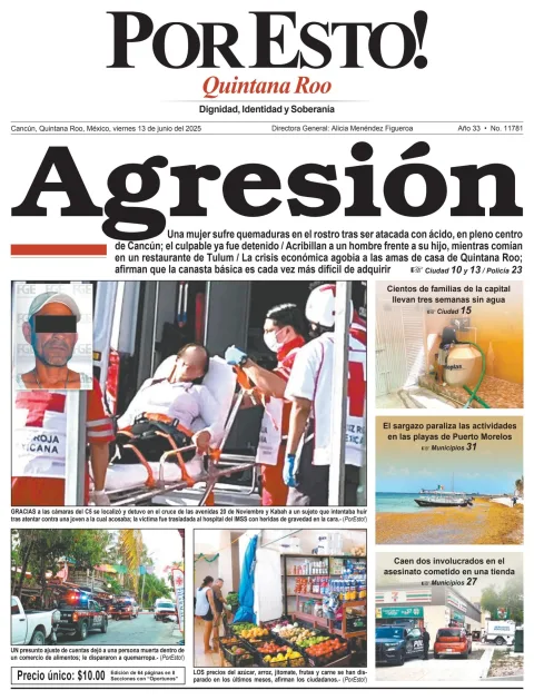 Portada de Por Esto (quintana Roo Cancun) del viernes, 13 de junio de 2025