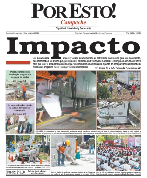 Portada de Por Esto (campeche) del viernes, 13 de junio de 2025