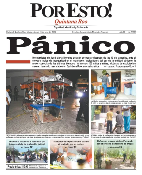 Portada de Por Esto (quintana Roo Chetumal) del viernes, 13 de junio de 2025