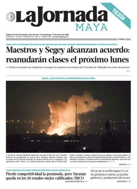Portada de La Jornada Maya Yucatán del viernes, 13 de junio de 2025