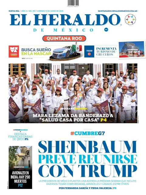 Portada de El Heraldo de Mexico - Quintana Roo del viernes, 13 de junio de 2025