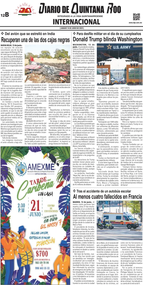 Portada de Diario de Quintana Roo (contra Portada)