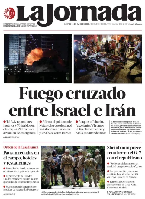 Portada de La Jornada del sábado, 14 de junio de 2025