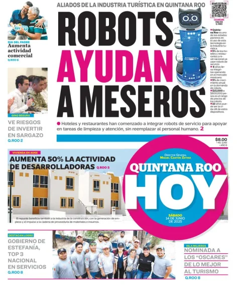 Portada de Quintana Roo Hoy del sábado, 14 de junio de 2025