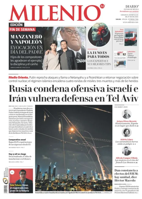 Portada de Milenio Edo de Mexico del sábado, 14 de junio de 2025