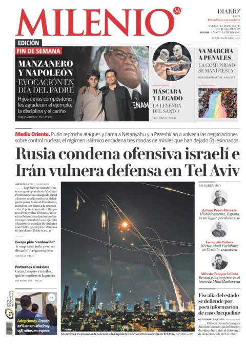 Portada de Milenio Leon del sábado, 14 de junio de 2025