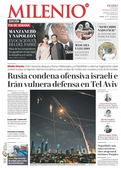 Portada de Milenio Tamaulipas del sábado, 14 de junio de 2025