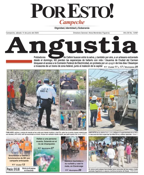 Portada de Por Esto (campeche) del sábado, 14 de junio de 2025