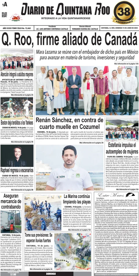 Portada de Diario de Quintana Roo (portada)