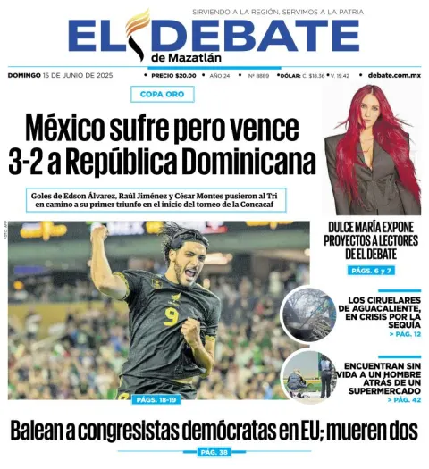 Portada de El Debate de Mazatlan