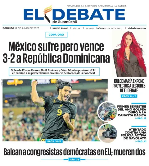 Portada de El Debate de Guamuchil