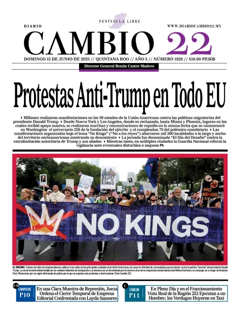 Portada de Diario Cambio 22 del 2025-06-15