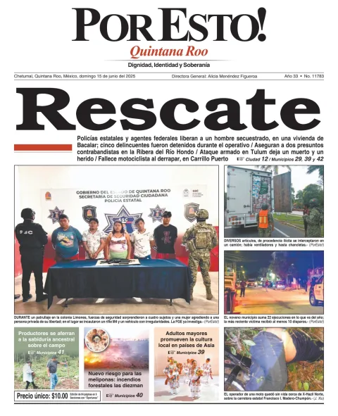 Portada de Por Esto (quintana Roo Chetumal) del domingo, 15 de junio de 2025