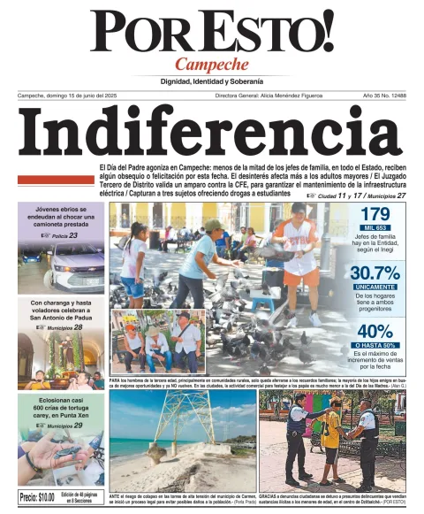 Portada de Por Esto (campeche) del domingo, 15 de junio de 2025
