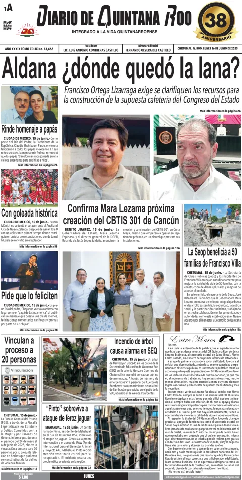 Portada de Diario de Quintana Roo (portada)