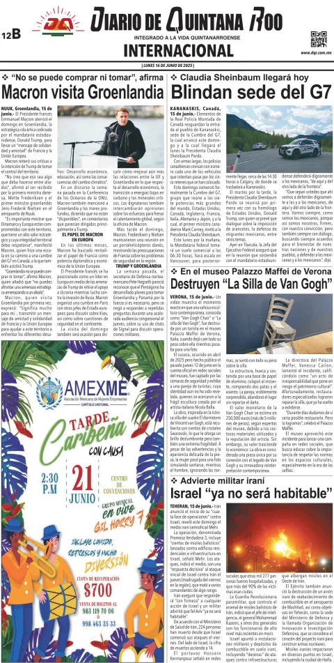 Portada de Diario de Quintana Roo (contra Portada)
