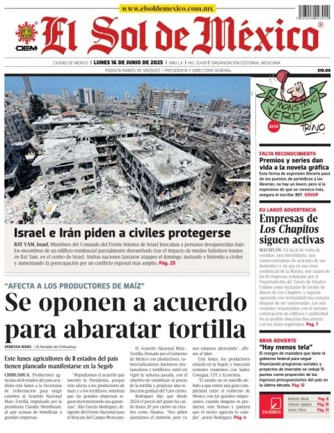 Portada de El Sol de Mexico