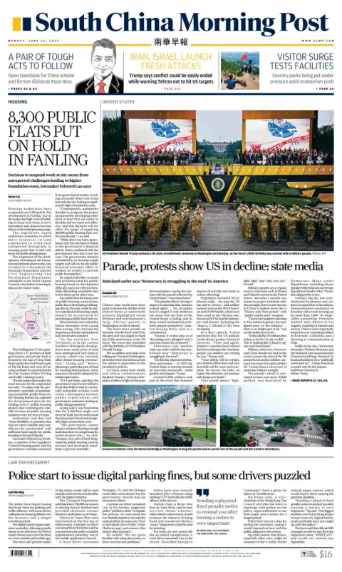 Portada de South China Morning Post del lunes, 16 de junio de 2025