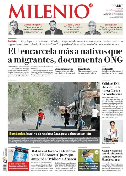 Portada de Milenio del lunes, 16 de junio de 2025