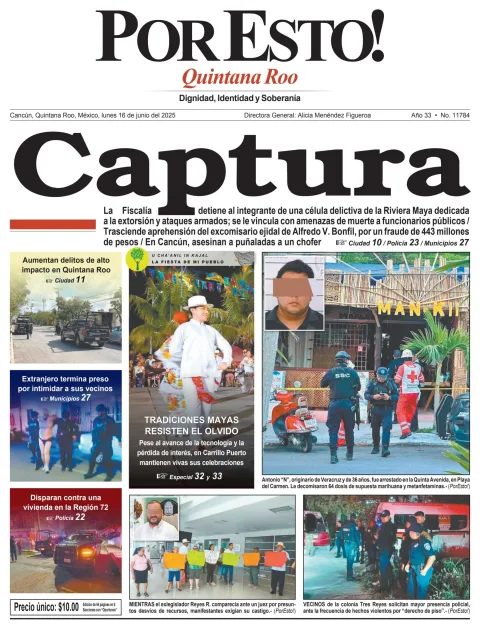 Portada de Por Esto (quintana Roo Cancun) del lunes, 16 de junio de 2025