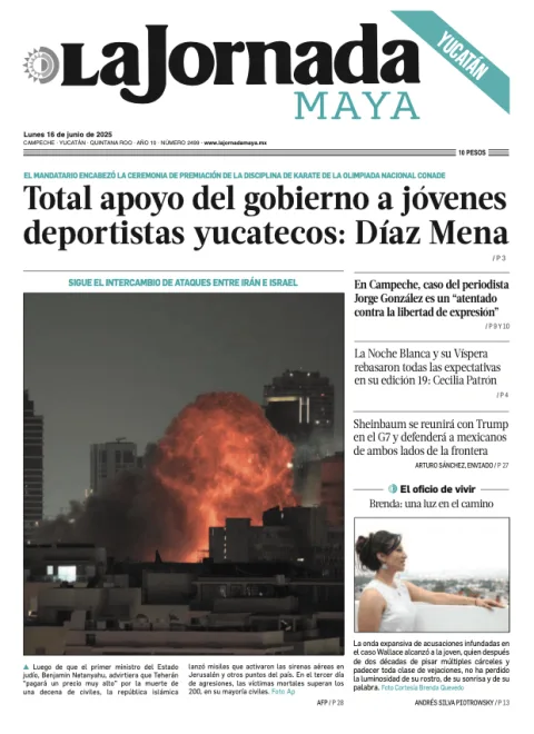 Portada de La Jornada Maya Yucatán del lunes, 16 de junio de 2025