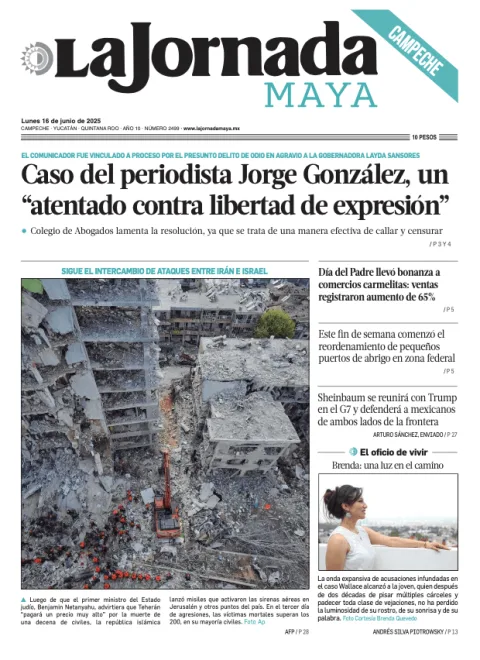 Portada de La Jornada Maya Campeche del lunes, 16 de junio de 2025