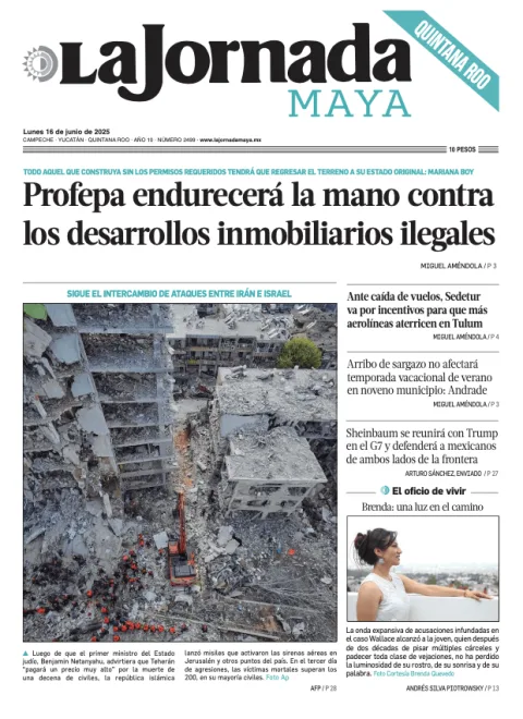 Portada de La Jornada Maya Quintana Roo del lunes, 16 de junio de 2025