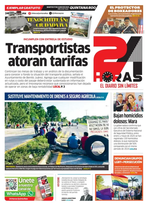 Portada de 24 Horas Quintana Roo