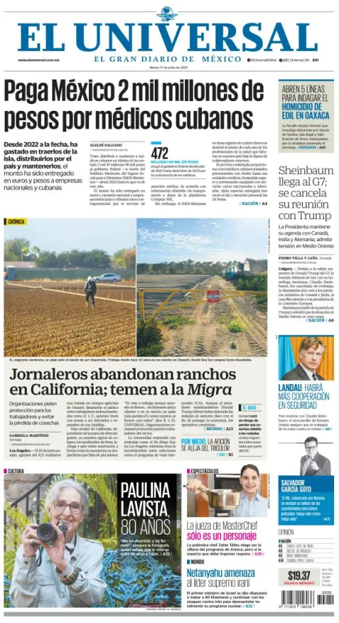 Portada de El Universal