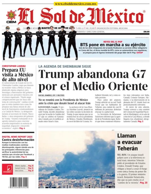 Portada de El Sol de Mexico