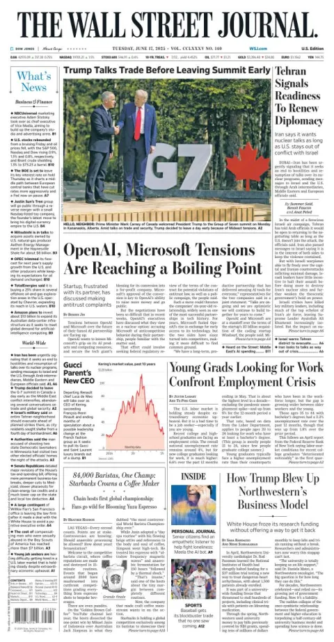 Portada de The Wall Street Journal del martes, 17 de junio de 2025