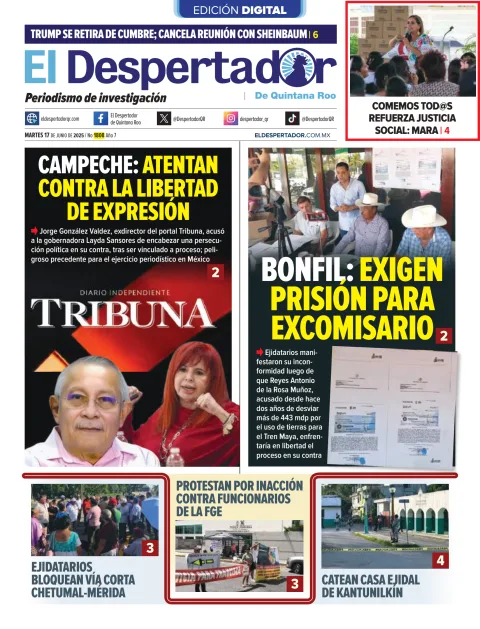 Portada de El Despertador de Quintana Roo del martes, 17 de junio de 2025