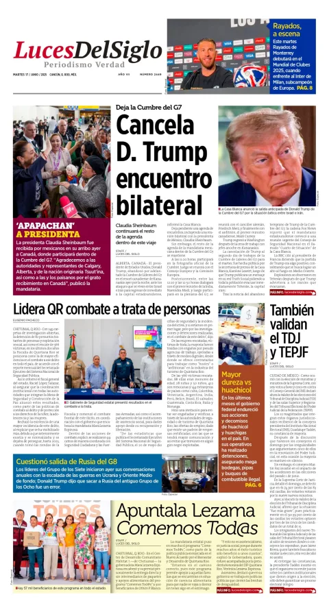 Portada de Luces del Siglo del martes, 17 de junio de 2025