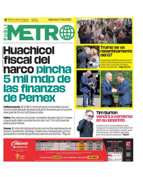 Portada de Publimetro Guadalajara del martes, 17 de junio de 2025