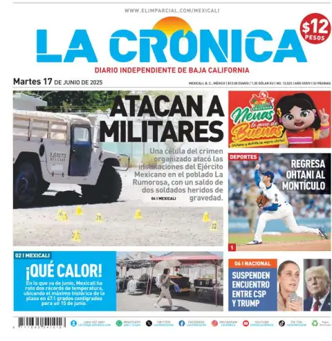Portada de La Cronica del martes, 17 de junio de 2025