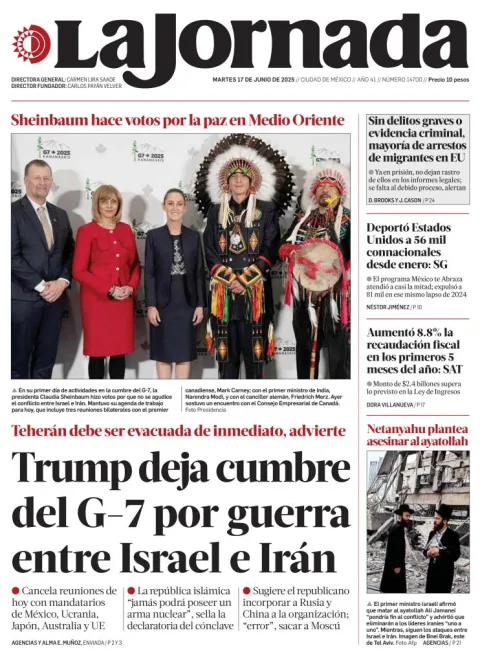 Portada de La Jornada del martes, 17 de junio de 2025