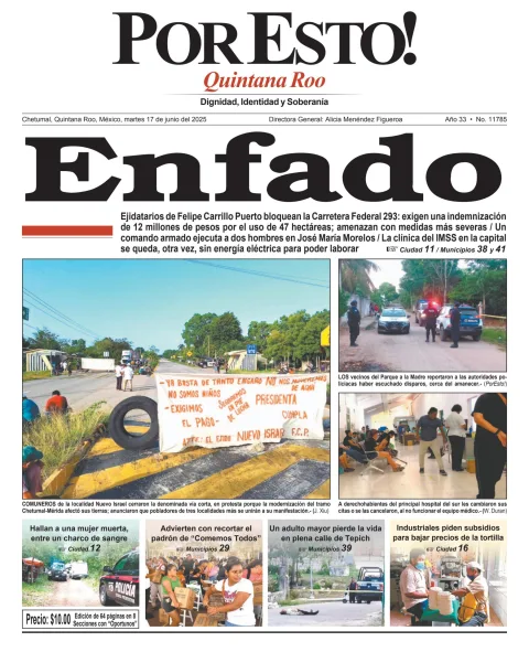 Portada de Por Esto (quintana Roo Chetumal) del martes, 17 de junio de 2025