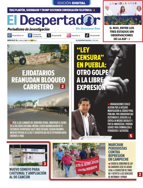 Portada de El Despertador de Quintana Roo