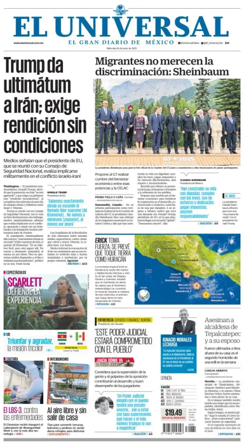 Portada de El Universal