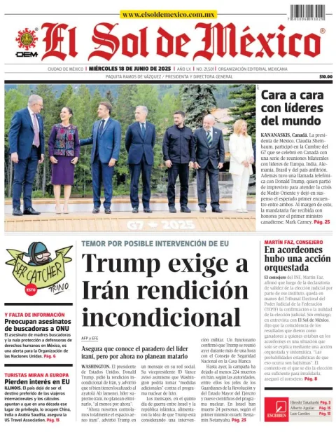 Portada de El Sol de Mexico