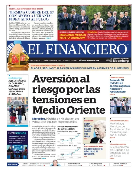 Portada de El Financiero del miércoles, 18 de junio de 2025