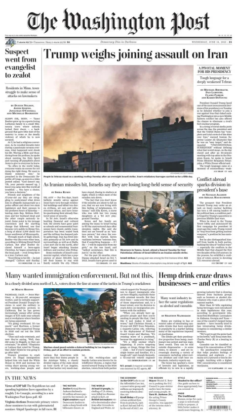 Portada de The Washington Post del miércoles, 18 de junio de 2025